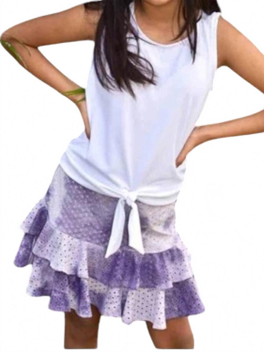 NEW AREA CODE 407 ruffle mock circle skirt set in lavender